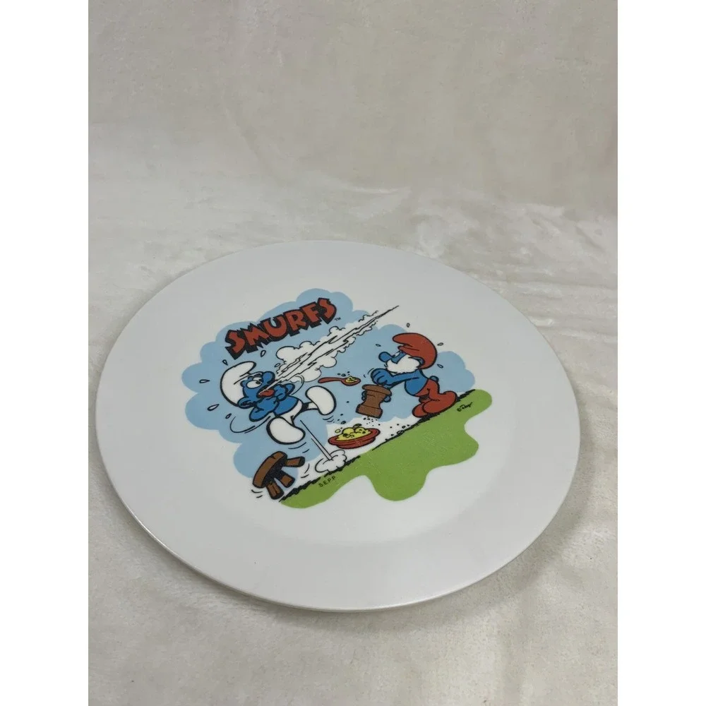 Vintage The Smurfs Melamine Child  Kids Toddler 8